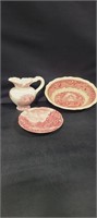 Cream pitcher, bowl and serving dish - crazing o