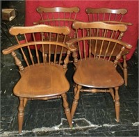 a set of Ethan Allen pine Windsor armchairs