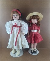 2 Vtg Dolls w/ Doll Stands (23" & 21")