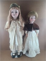 2 Vtg German Dolls (30" & 27")