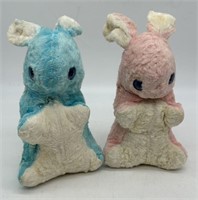 Vintage Plush Rabbits (2) Blue & Pink