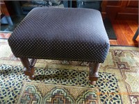 Twisted Barley Wood & Upolstered Foot Stool