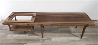 Mid century modern slatted bench, made In