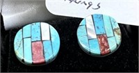 SILVER ZUNI INLAYED 1.26CT CORAL/TURQUOISE ERR'S