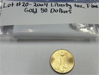 LOT#20) 2004 LIBERTY 1 OZ $50 DOLLAR GOLD COIN