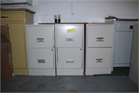 3 white metal file cabinets