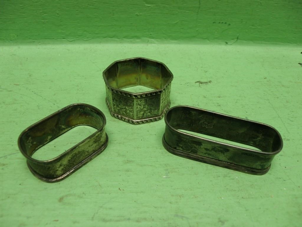 Three Silver Plate Napkin Rings