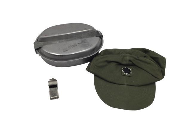 U.S. Military Metal Whistle & Canvas Container Set