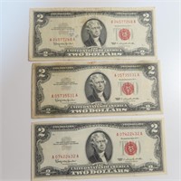 Three (3) 1963 $2 U.S. Notes