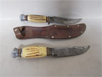 2 Stag Handle Hunting Knives