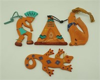 Four 5" Brudy Arizona Crafted Indian Ornaments