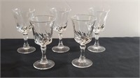 5pc Crystal Cordial Glasses France
