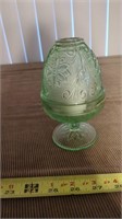 TIARA CHANTILLY GREEN GLASS CANDLE HOLDER