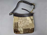 Coach Brown/Gold Patchwork Crossbody Handbag