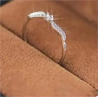 Sterling Silver Promise Ring sz 9 faux diamond