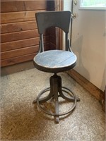 PRIMITIVE INDUSTRIAL WOOD STOOL