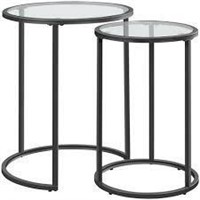 Yaheetech Round Nesting End Table  Metal/Glass