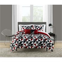 Queen  Sz Q 10PCS  Mainstays Red Geometric Bed in