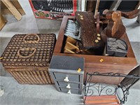 Picnic basket and wooden items