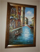 Framed Signed Gondola Painting