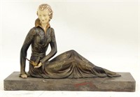 Art deco Lounging Lady with dove sculpture
