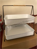 Tier tray with removable metal basket trays