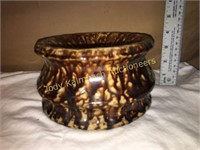 Antique spongeware pottery spittoon