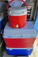(2) Coolers & (1) Igloo Water Dispensing Cooler