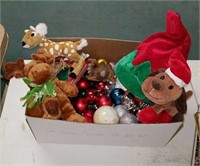 Christmas ornaments and stuffed animals
