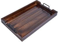 Rustic Coffee Table Tray with Metal Handles
