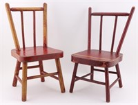 Two Antique Red Dolls Chairs