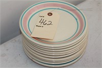 Vintage McCoy Blue and Pink stripe pottery plates