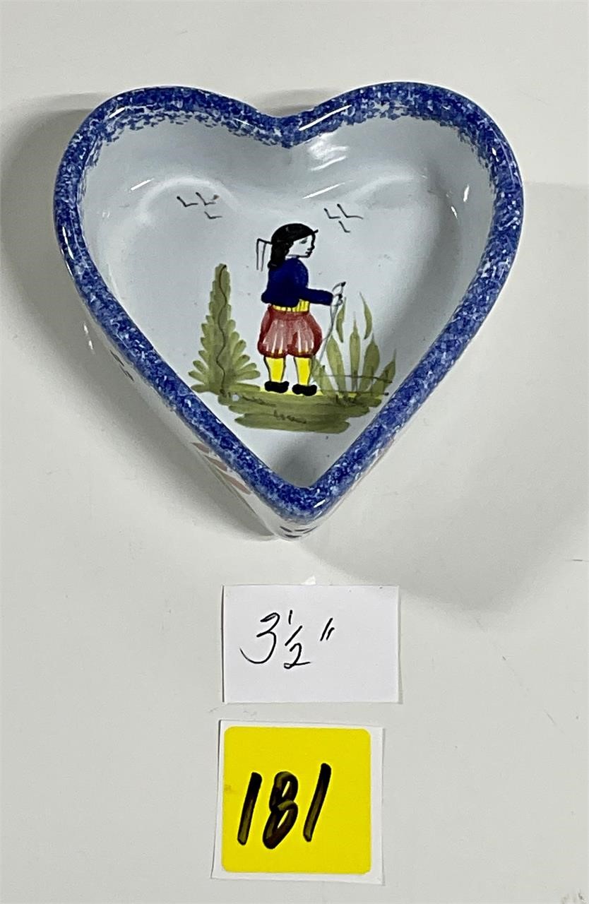 Vtg Henriot Quimper Faience Pottery Heart Trinket