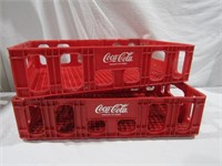 2 Plastic Coca Cola Crates 18" W