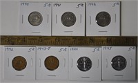 1940 thru 1945 Canada 5 cent coins - info