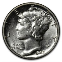 1942-d Mercury Dime Au