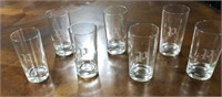 19 PCS, 7" Tall Clear Glasses, Etched "P"
