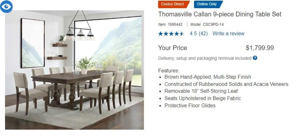 Thomasville Callan 9-piece Dining Table Set