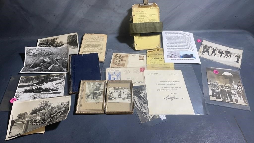 Vtg ww2 photos and pots cards, invitations to