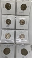 Group of old Jefferson nickels 1940-1962