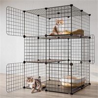 Eiiel 3-Tier Cat Cage Indoor Enclosure DIY Cat Pla