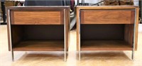 Pair MCM Lane 1 drawer end tables