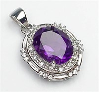 Natural Amethyst Pendant 925 Silver