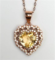 Natural Citrine Pendant 925 Silver