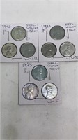 (9) 1943 steel wheat pennies