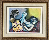 PABLO PICASSO OIL ON PAPER ABSTRACT