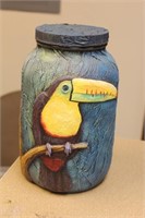 Signed Paper Mache Glass Jar