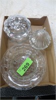 Clear Glass Covered Dishes / Footed Bowl Lot