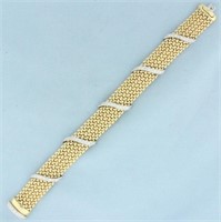 Italian Diamond Stripe Design Wide Mesh Bracelet i