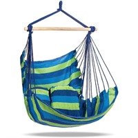 47 in. Portable Rope Hammock Chair w/ Pillows